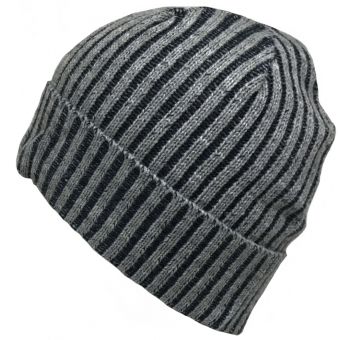 Шапка длинная трикотаж рубчик (серая)