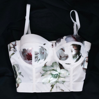 Топ корсет с чашками крупный цветочный принт