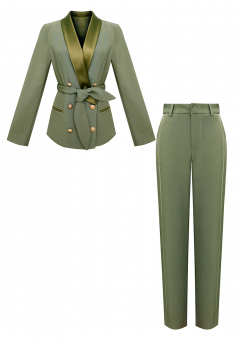 Костюм пиджак+брюки атласный ворот