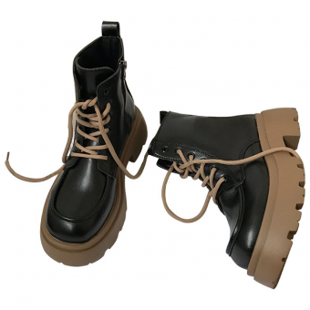 Ботинки массивные на шнуровке двойная подошва коричневая