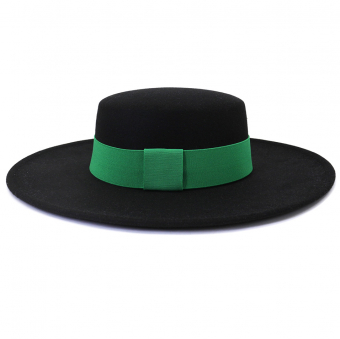 Шляпа широкополая канотье фетр цветная широкая лента