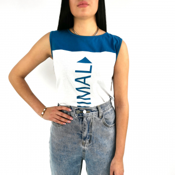 Футболка без рукавов двухцветная MINIMAL - белый перед