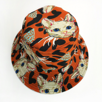 Панама двусторонняя нарисована морда кота