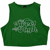 Картинка Топ мини холтер стрейч принт Stay Sweet Stay High (зеленый) от магазина LonnaMag