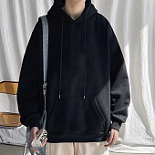 Картинка Худи с капюшоном черный однотон от магазина LonnaMag