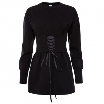 Свитшот удлиненный как платье шнуровка на талии