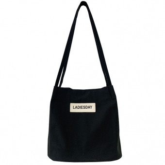 Сумка шоппер нейлон длинные ручки нашивка надпись LADIESDAY