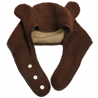 Шапка с ушами бурого медведя застежка на кнопках