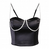 Картинка Топ бюстье шелк стразы под грудью и на лямках от магазина LonnaMag