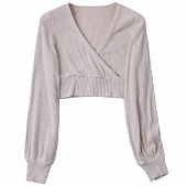 Картинка Топ на запах длинный рукав трикотаж стрейч бежевые (есть комплект) от магазина LonnaMag