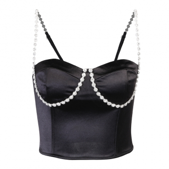 Топ бюстье шелк стразы под грудью и на лямках
