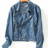 Картинка Джинсовая куртка косуха черные молнии от магазина LonnaMag