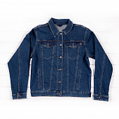 Картинка Джинсовая куртка прямого кроя с металлическим сердцем на кармане от магазина LonnaMag