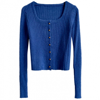 Кардиган 7 золотох пуговиц крупный рубчик широкий квадратный вырез