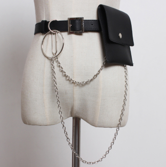 Ремень + квадратный кошелек + цепочка 2 кольца овал