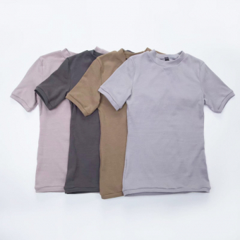 Футболка короткая круглый вырез однотон