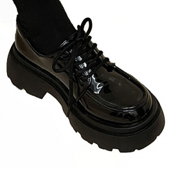 Ботинки двойная пухлая платформа прострочен нос - лак