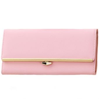 Кошелек длинный эко кожа на клапане по низу золотая полоса + ч/б элемент на застежке