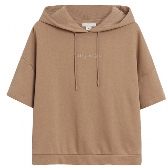 Футболка широкая с капюшоном шнурки 