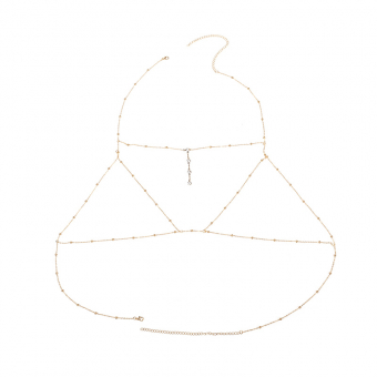 Колье на тело из бусин в цвет и страз