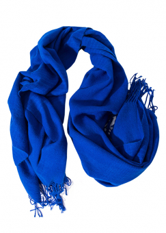 Синий шарф с бахромой