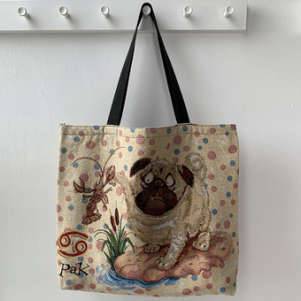 Сумка шоппер собака бульдог и красный рак