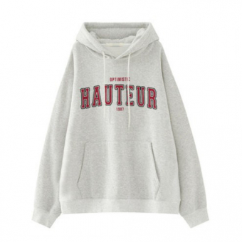 Худи цвет пегий серый на груди надпись HAUTEUR