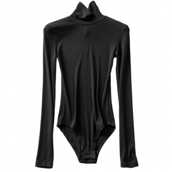 Боди водолазка в рубчик высокий ворот