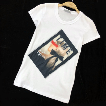 Футболка нашивка принт Девушка с бантом TIME