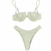 Картинка Купальник лиф V по середине чашек вытачки + трусики принт белая мелкая точка от магазина LonnaMag