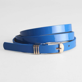 Ремень гладкий лакированный с декоративным золотым хомутом ширина - 1,5 см