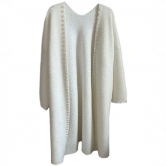Кардиган длинный пушистый плотный (как пальто) жемчуг по краю