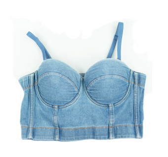 Топ корсет с чашками потертая джинса