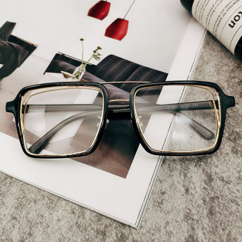 Очки двойнная оправа пластик и металл под наклоном - прозрачные