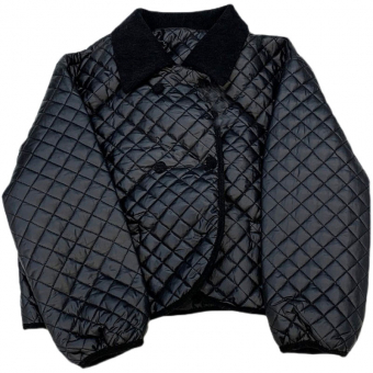 Куртка стеганая ромбами пухлая вельвет воротник края пуговицы