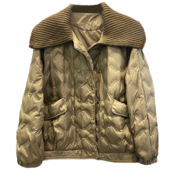 Куртка oversize на кнопках вязаный ворот