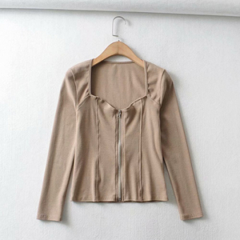 Топ длинный рукав стрейч рубчик крой корсет на молнии