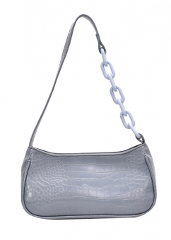 Сумка багет тиснение крокодил цветная цепь на ручке