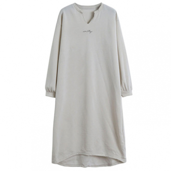 Платье свитшот на флисе длинное V вырез на спине принт контур цветы