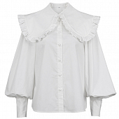 Картинка Рубашка белая рукава буфы широкий воротник с рюшей от магазина LonnaMag