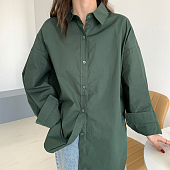 Картинка Рубашка широкая oversize 128 см в груди пуговицы в цвет от магазина LonnaMag