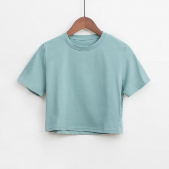 Футболка однотонная укороченная