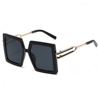 Очки крупная квадратная линза в пластик оправе двойная золотая металл дужка