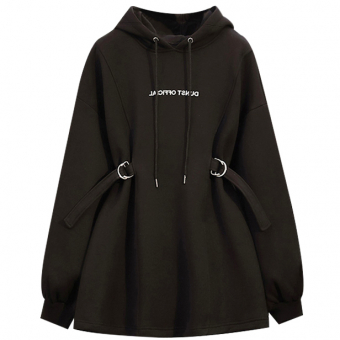 Худи платье надпись на груди швы по бокам утяжка