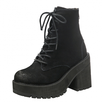 Грубые ботинки на платформе и каблуке с шнуровкой и молнией сзади