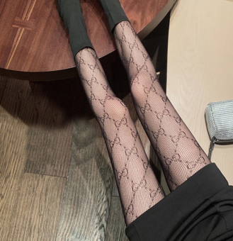 Колготки мелкая сетка с мелким узором ромбы GG