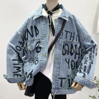 Джинсовка oversize вышивка английские буквы