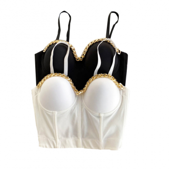 Топ бюстье с чашками корсет с косточками золотая цепь