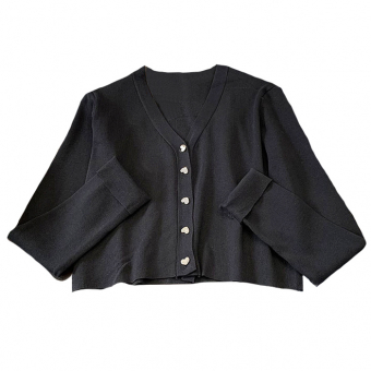 Кардиган черный трикотаж пуговицы сердца