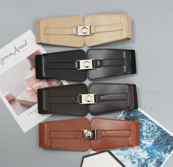 Пояс  широкий на резинке спереди из эко кожи с застежкой